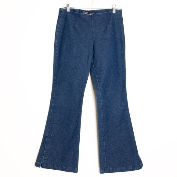 Guess Jeans Flare Side Zip Stretchy Bootcut Y2K Mid Wash Blue Size 29 USA - Picture 1 of 14